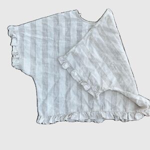 Zara Basic Cream and Gray Striped Top